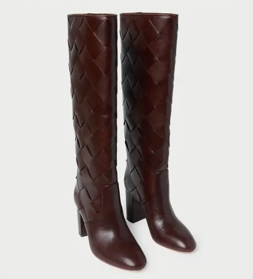 Goldy Espresso Woven Leather Tall Boot