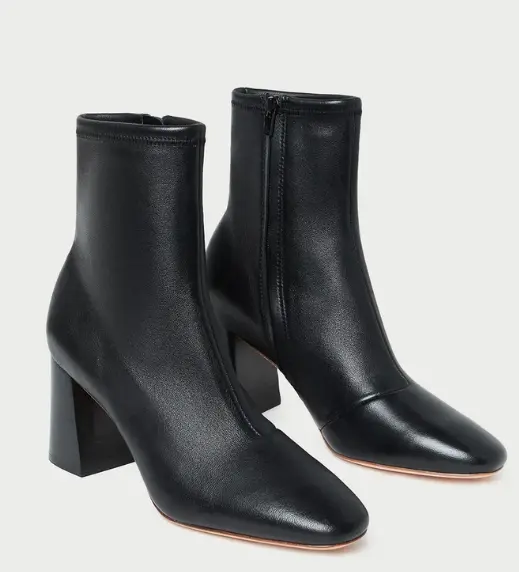 Elise Black Leather Stretch Bootie