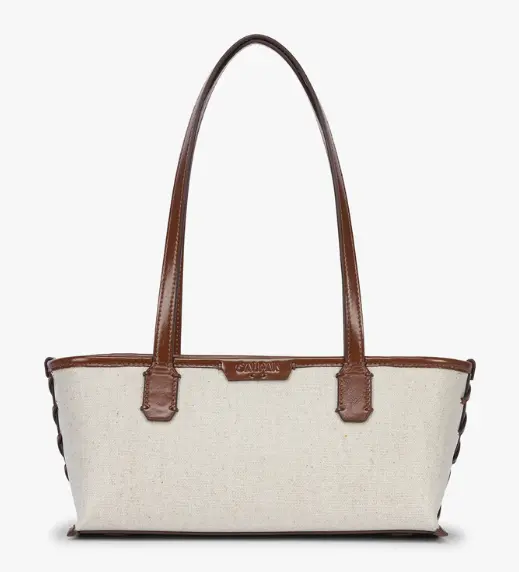 Colette Canvas Shoulder Tote in Natural Brown