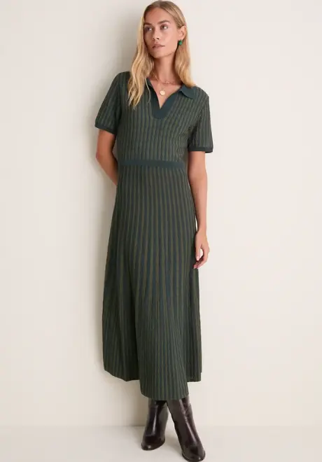 Evergreen Knit Maude Polo Dress