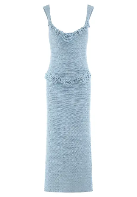 Teagan Floral Hand Crochet Midi Dress