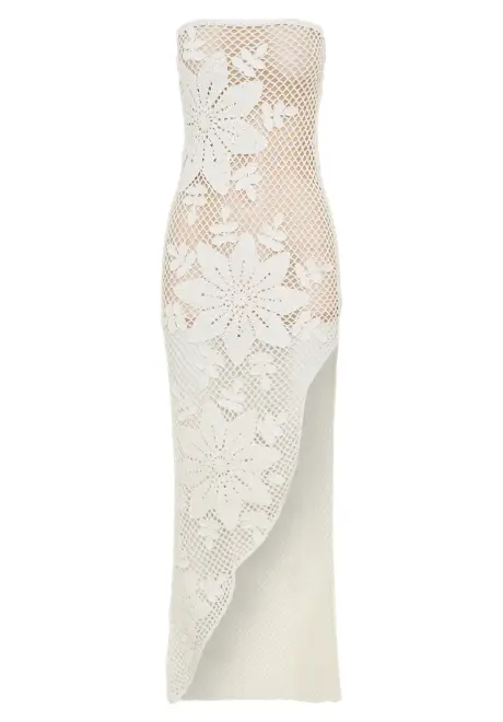 Mandie Hand Crochet Asymmetrical Maxi Dress