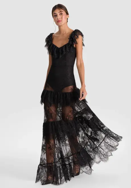 Myrna Lace Tiered Gown