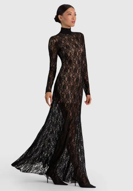 Delora Lace Maxi Dress With Train