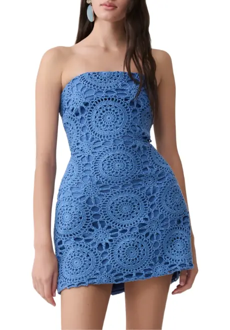 Stasia Strapless Crochet Mini Dress