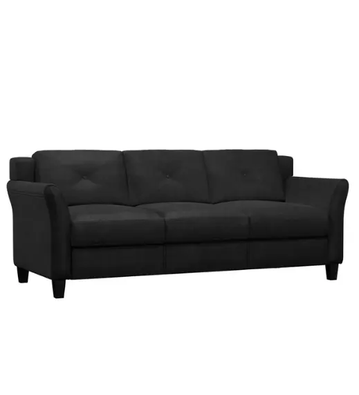 LifeStyle Solutions Hartford Sofa in Black Microfiber Upholstery