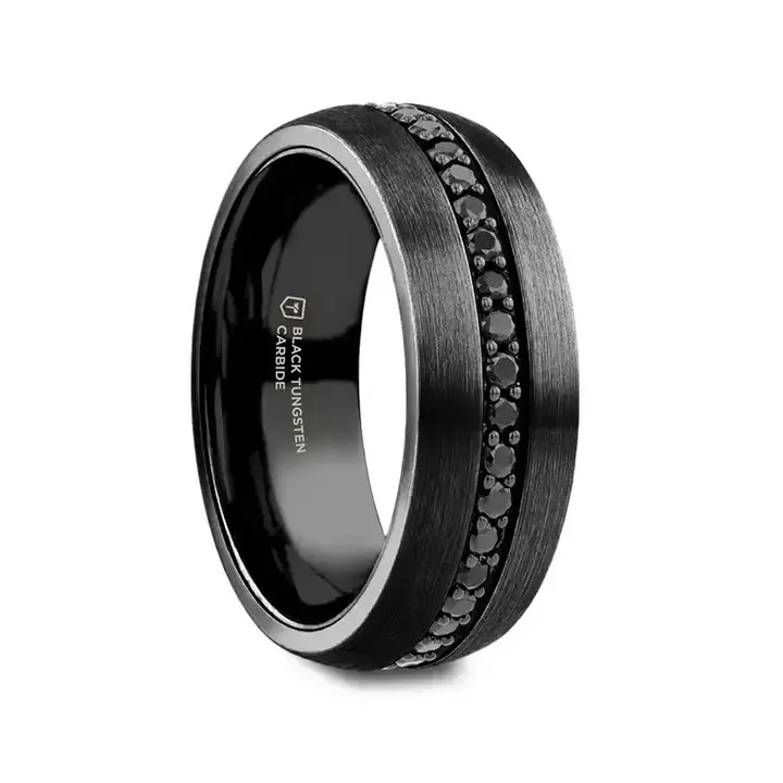VALIANT Black Tungsten Ring with Black Sapphires
