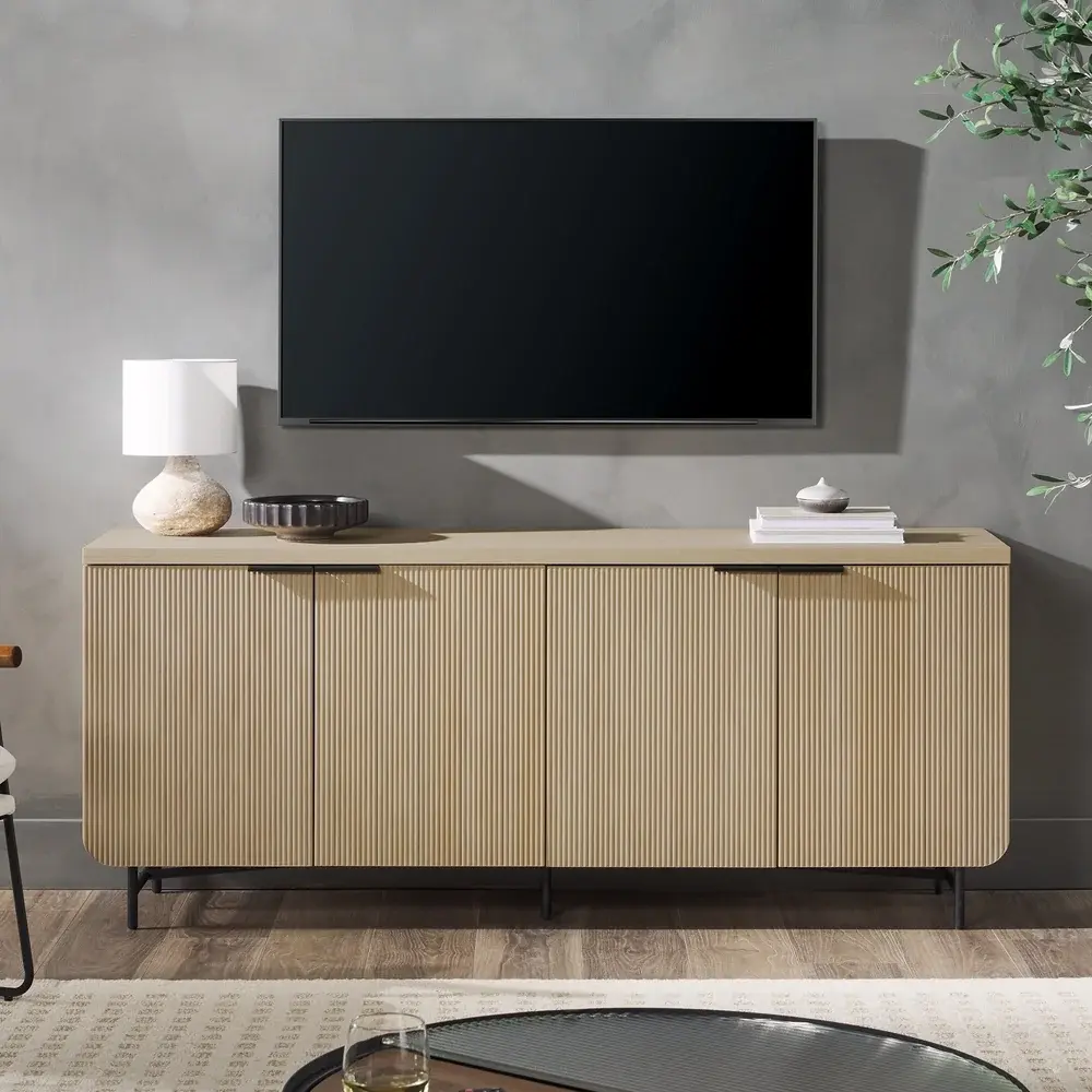 Reema Scandinavian 70" Modern Reeded TV Stand