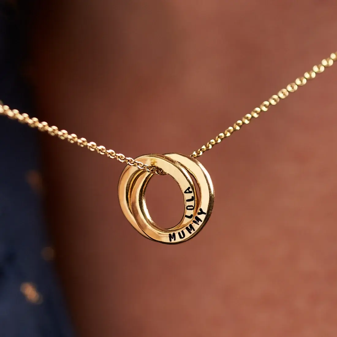 Personalised Mini Two Ring Russian Necklace