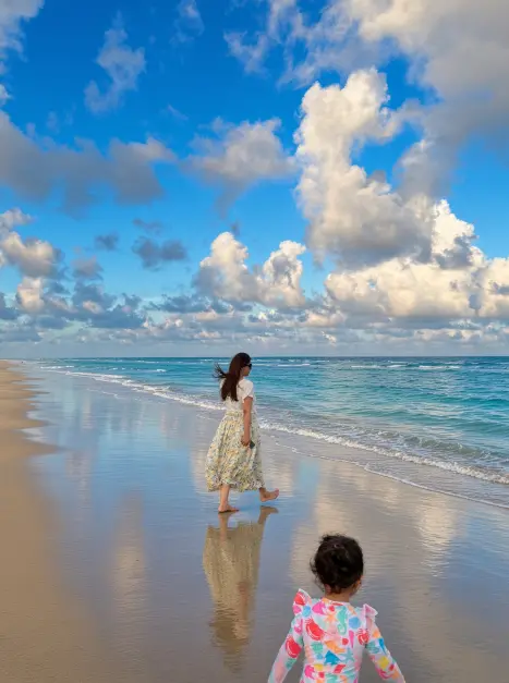 Galveston beach family vacation mom baby moments