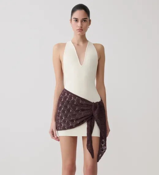 Mini Dress With Crochet Overlay