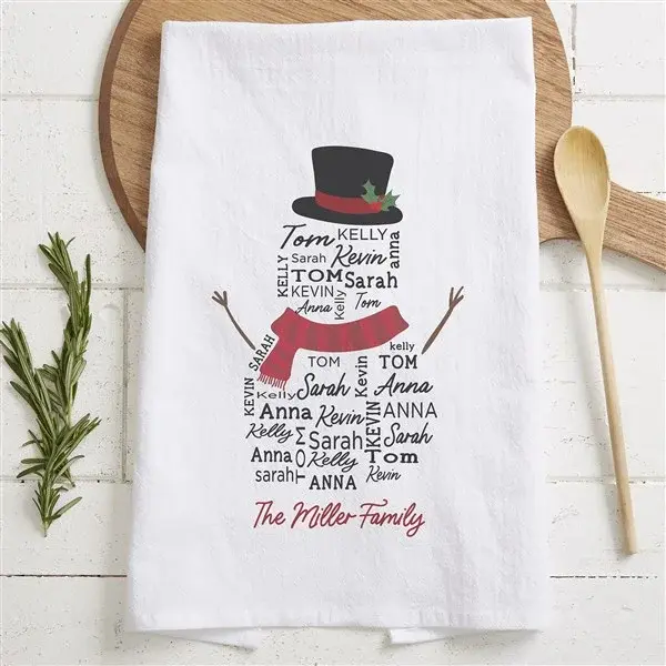 Snowman Repeating Name Christmas Tea Towel