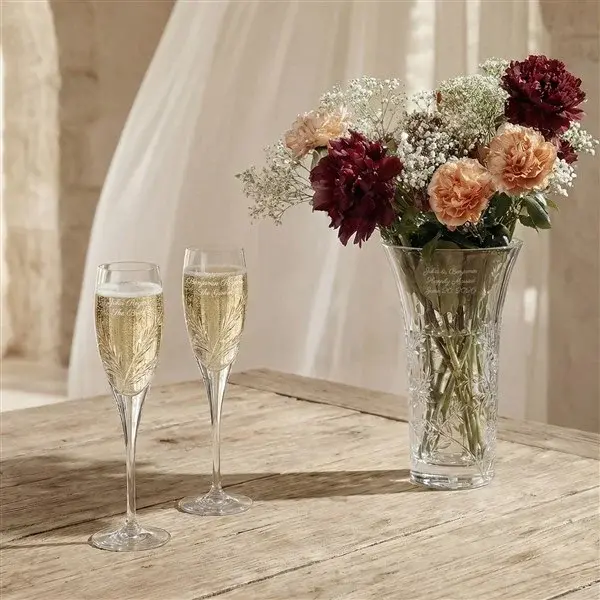 Vera Wang Engraved Crystal Leaf Vase