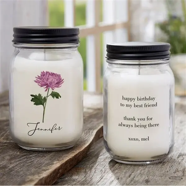 Birth Month Flower Farmhouse Candle Jar