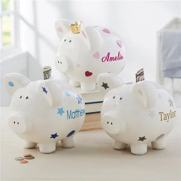 Pink &Amp; Blue Polka Dot Piggy Banks