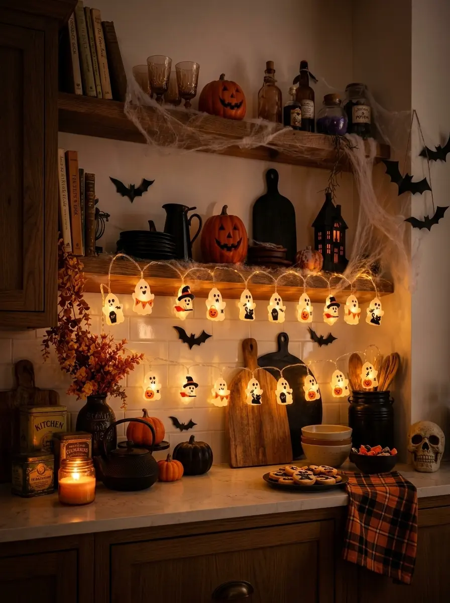Cute Spooky Halloween String Lights, 20 Warm Led 2 Modes Battery