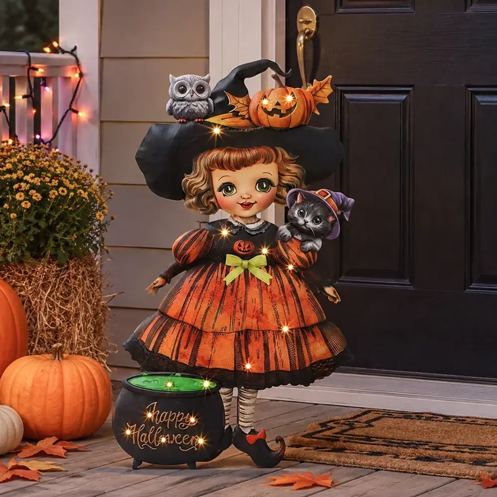 Halloween Lighted Standing Witch Porch &Amp; Indoor Greeter