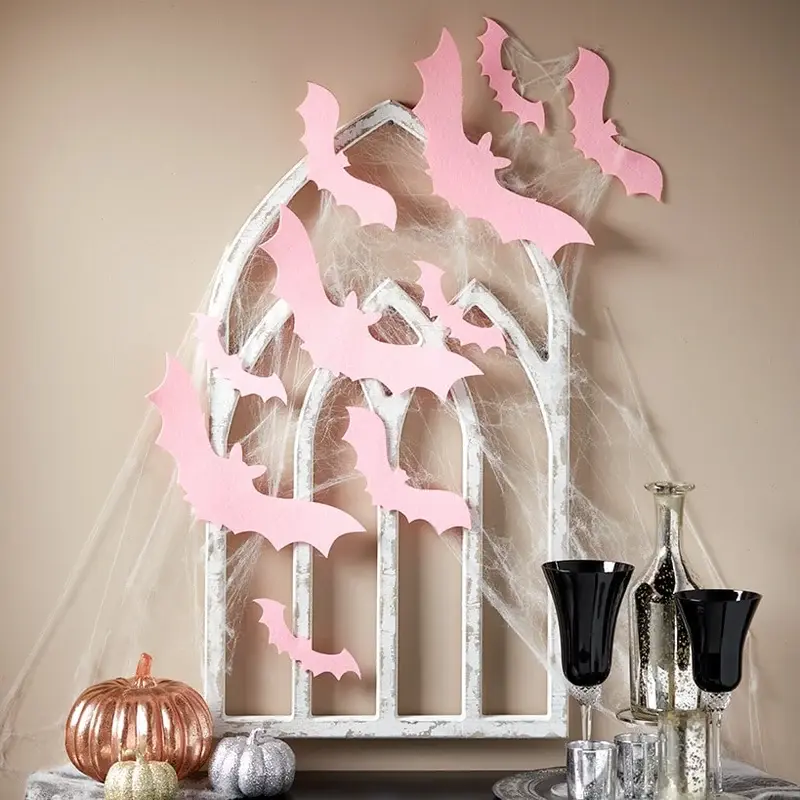 Halloween Pink Bats Set Of 10