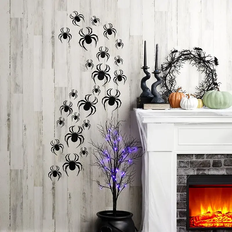 Halloween Spider Decor   24 Piece Set