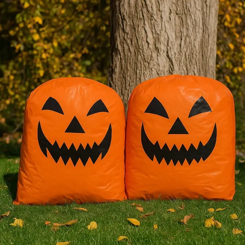 Halloween Jack O Lantern Leaf Lawn Bag   24&Quot; X 30&Quot;
