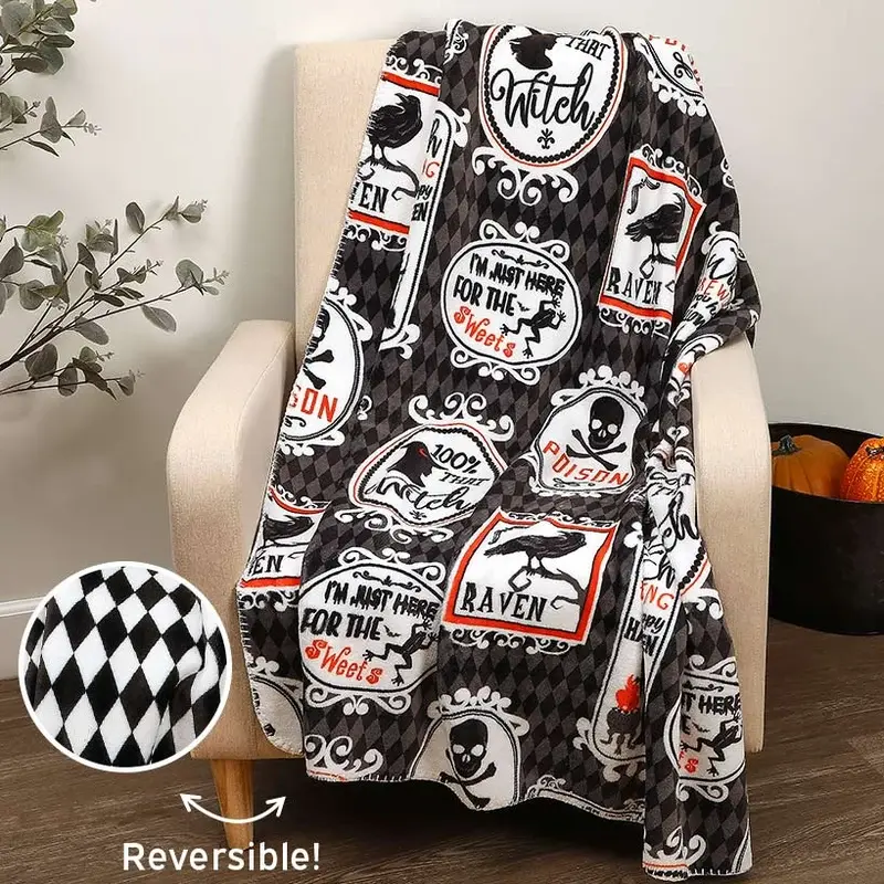 Haunted Walls Reversible Heavyweight Cozy Polyester Flannel Throw Blanket