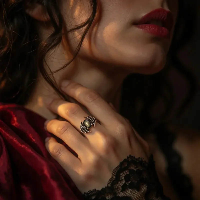 Jeulia Until Death Gold Sheen Obsidian Demon's Eye Guardian Ring