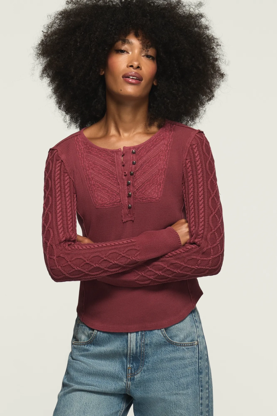 Pintuck Sweater Mix Henley