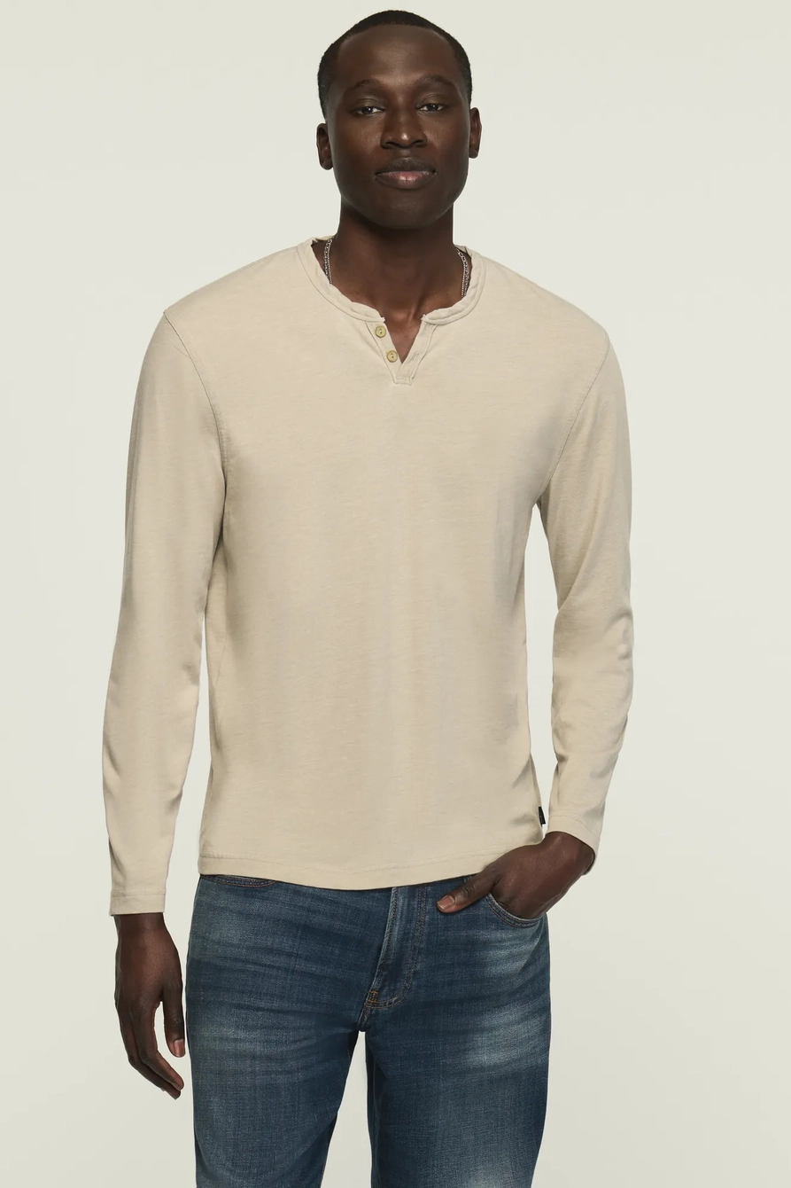 Venice Burnout Long Sleeve Notch Neck Tee