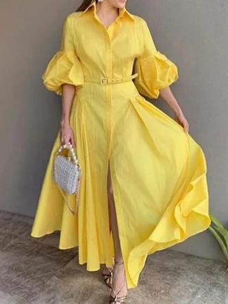Plain Elegant Shirt Dress