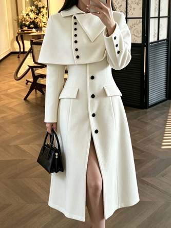 Urban Color Block Asymmetrical Mid Long Coat