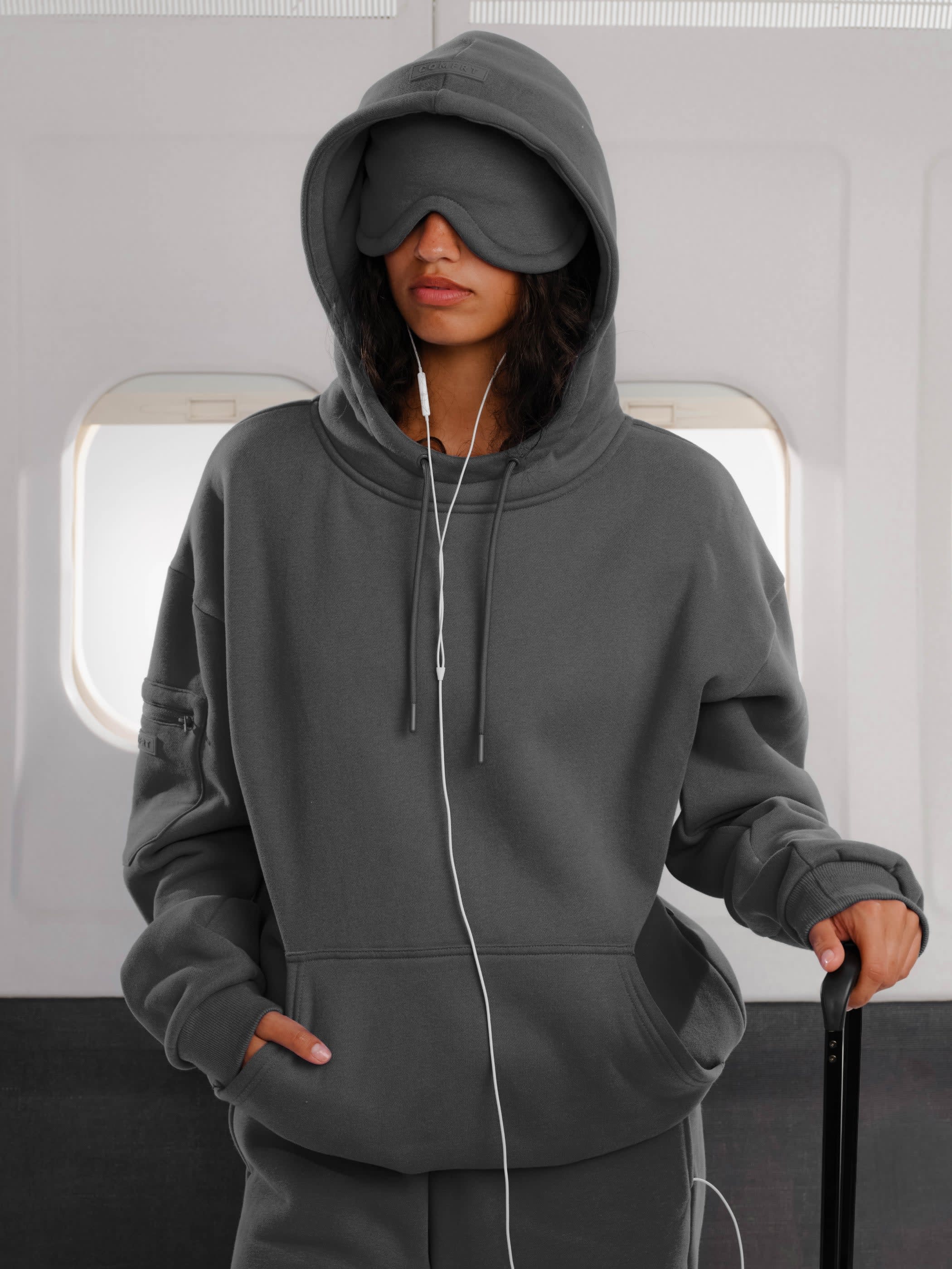 Airplane Mode Travel Hoodie With Eye Mask | Comfrt