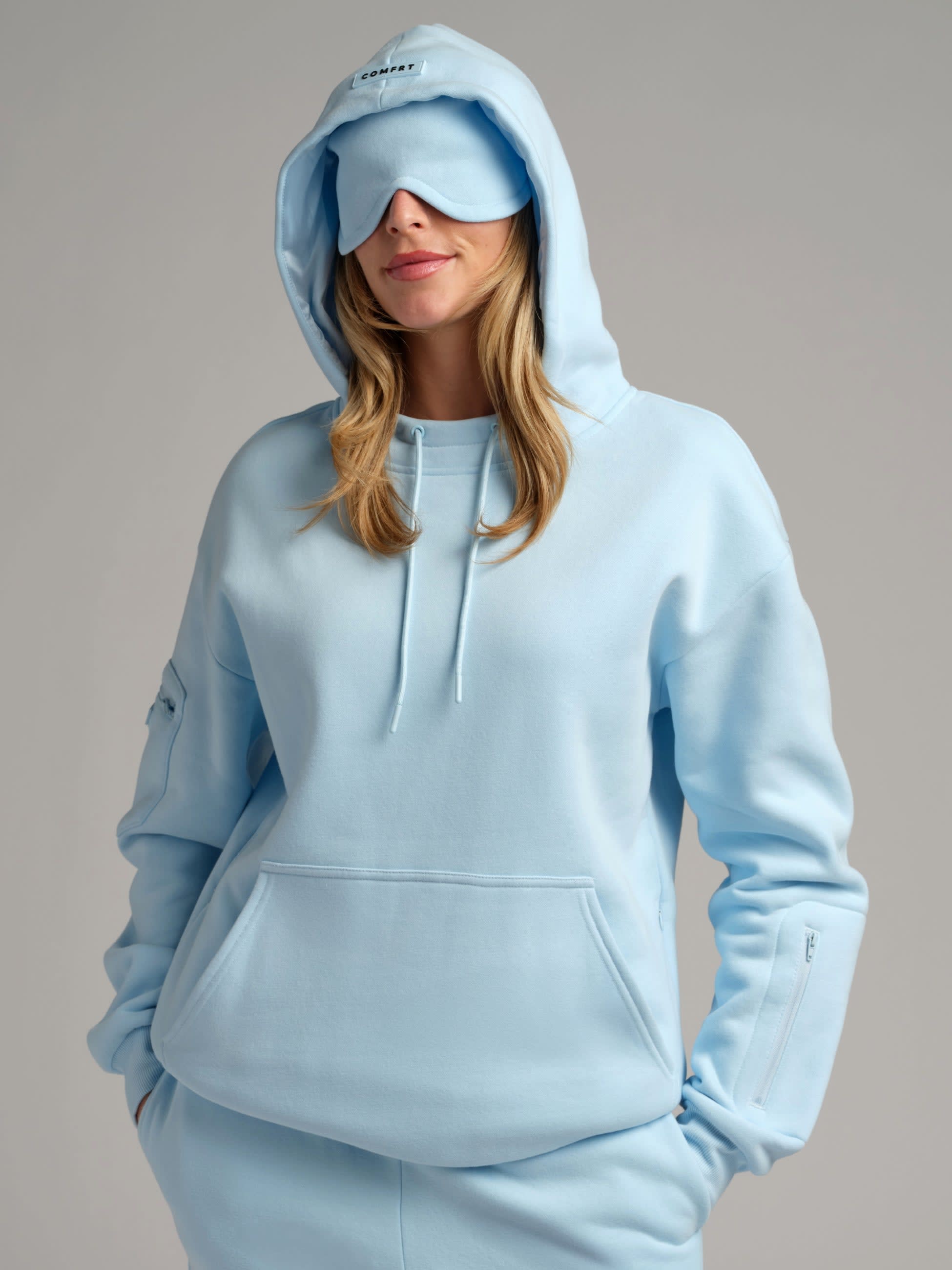 Vip Airplane Mode Travel Hoodie | Silk Lined Hood &Amp; Eye Mask