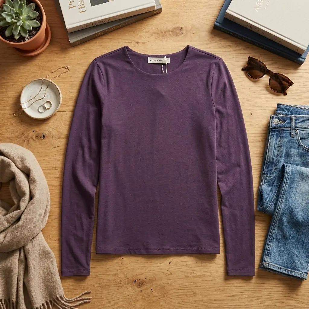 Hug Double Layer Crew Neck Long Sleeve Top