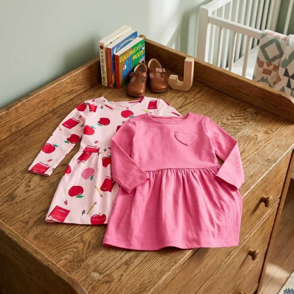 Long Sleeve Fit And Flare Dress 2 Pack For Toddler Girls