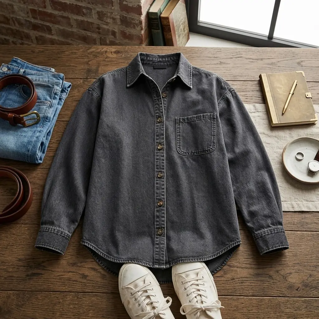 Oversized Boyfriend Button Down Jean Shirt