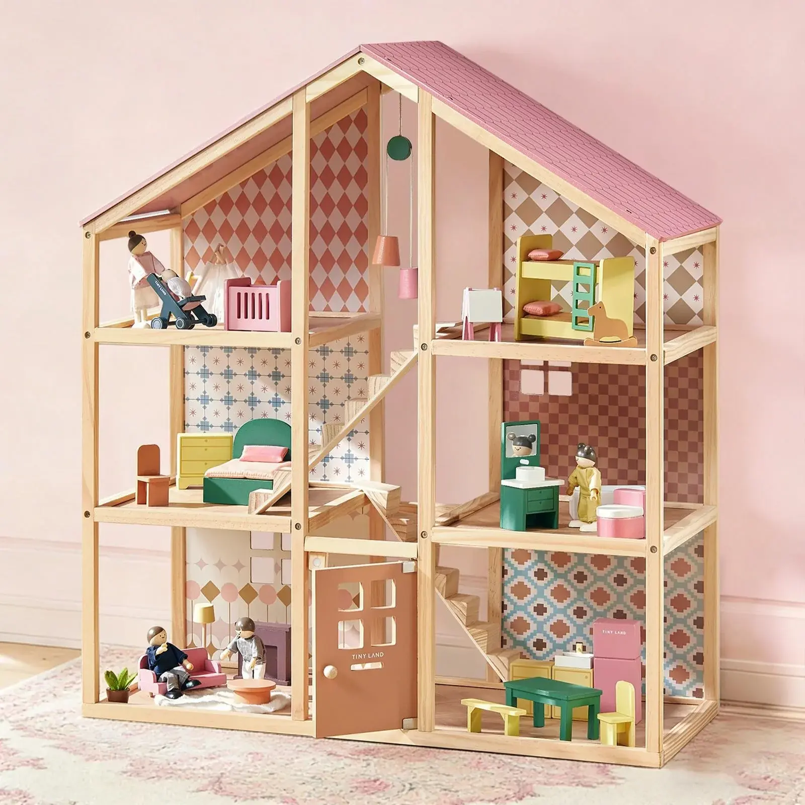 Tiny Land® Sweetwood Pegasus Dollhouse &Amp; Wooden Dollhouse Dolls