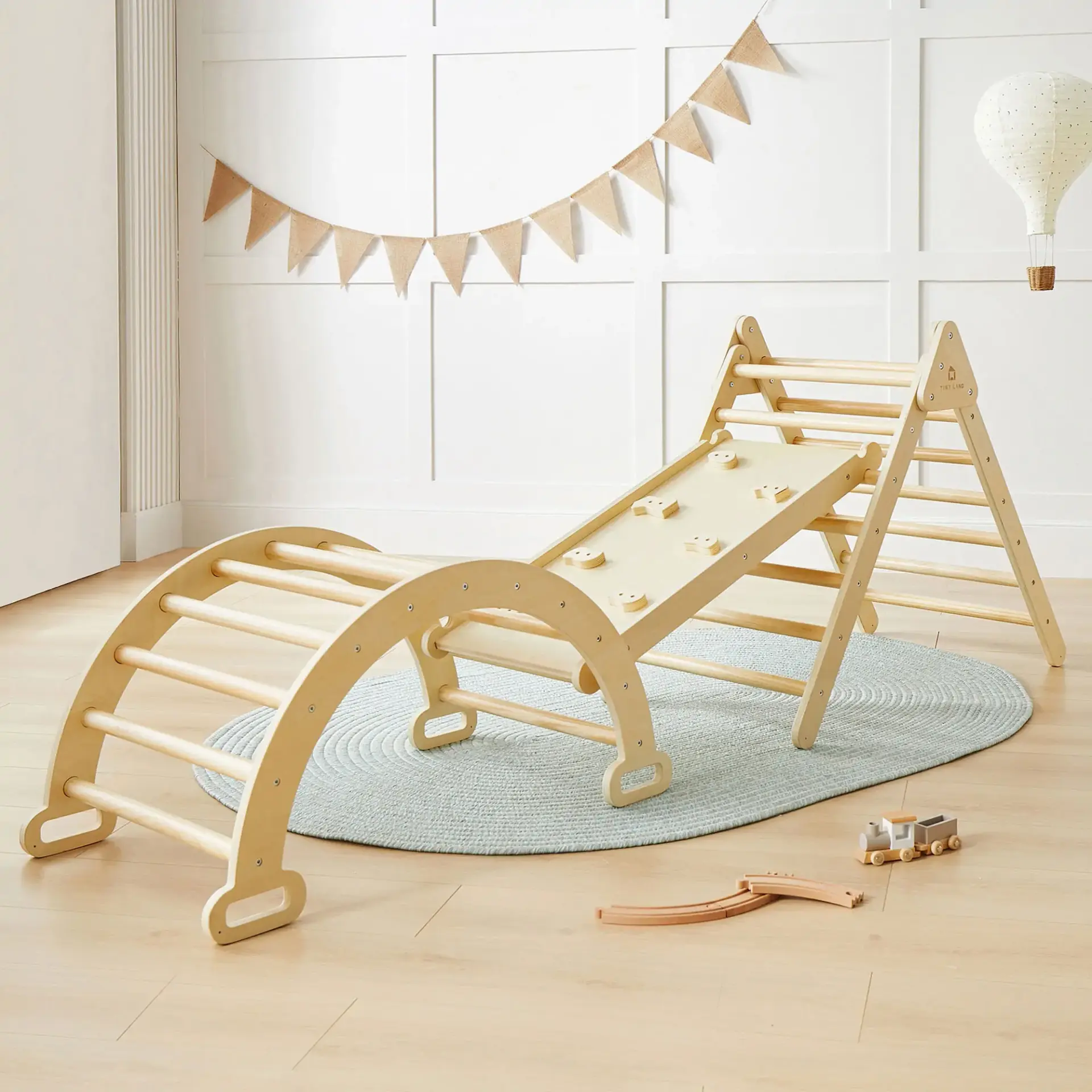 Tiny Land Pikler Triangle 7 In 1 Montessori Climbing Set