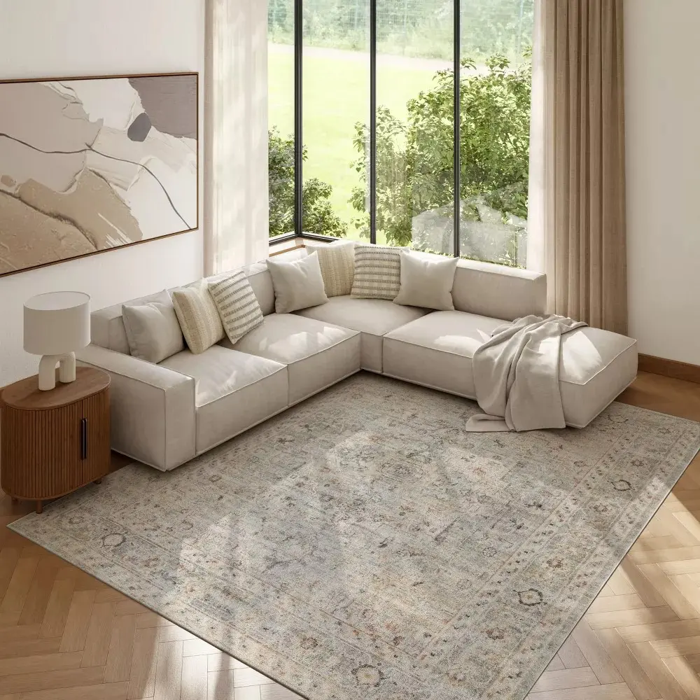 Nourison Oushak Home 10' X 14' Light Grey Vintage Indoor Rug
