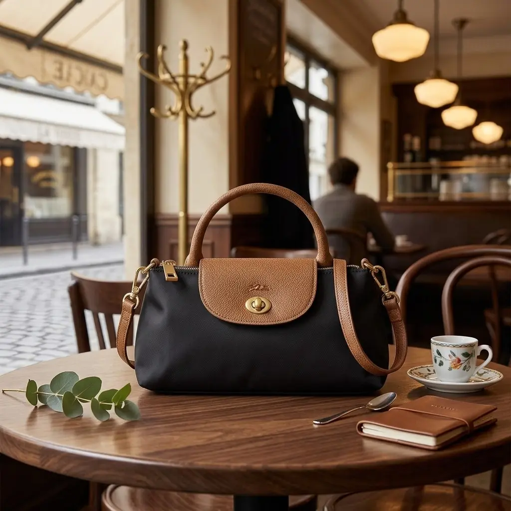 Elongated Nylon Top Handle Crossbody Bag