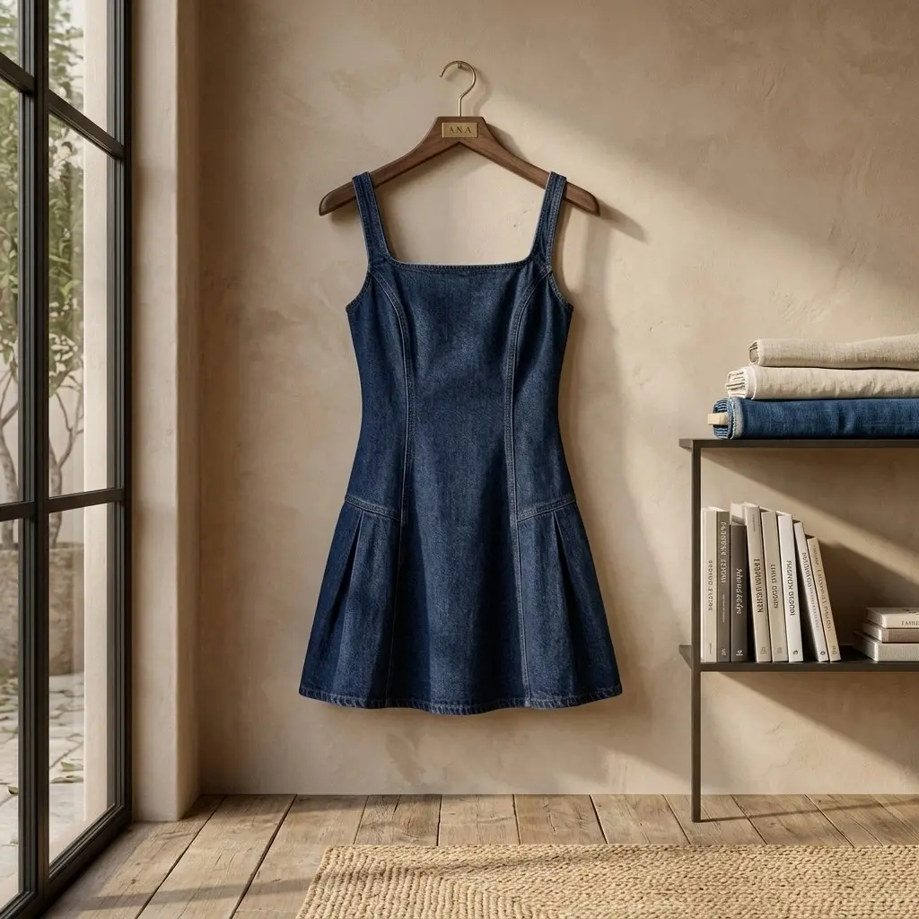 A.N.A Womens Square Neck Sleeveless A Line Dress
