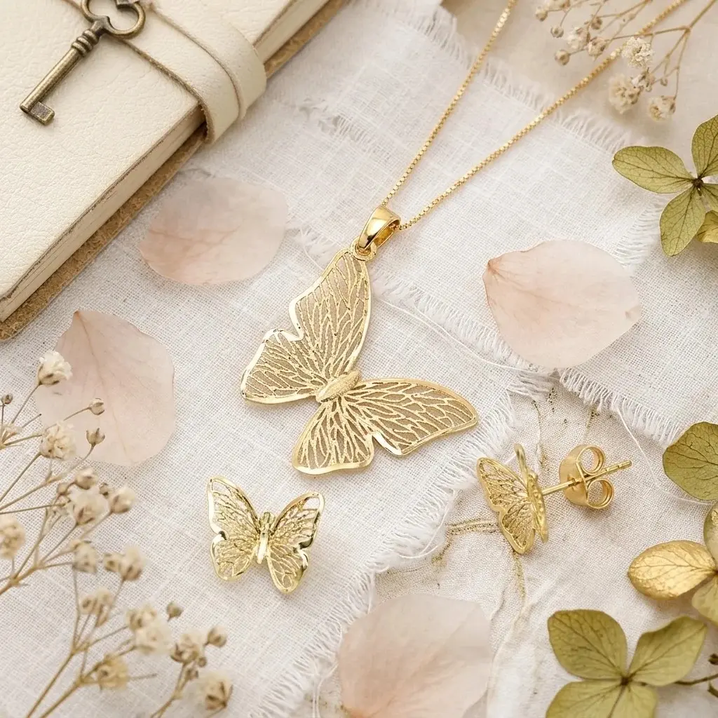 Made In Italy Womens 14k Gold Butterfly 2 Pc. Jewelry Set