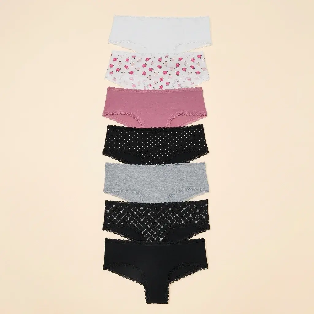 Victoria's Secret 7 Pack Lace Trim Cotton Cheeky Panties