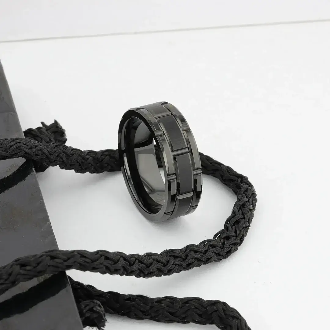 Windsor Beveled Black Tungsten Carbide Wedding Band