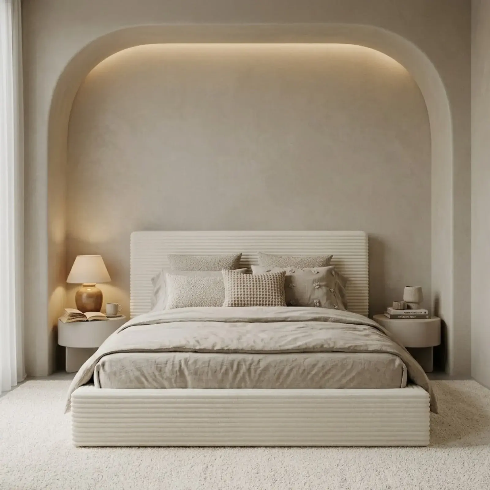 Cloudsoft Corduroy Upholstered Platform Bed Frame