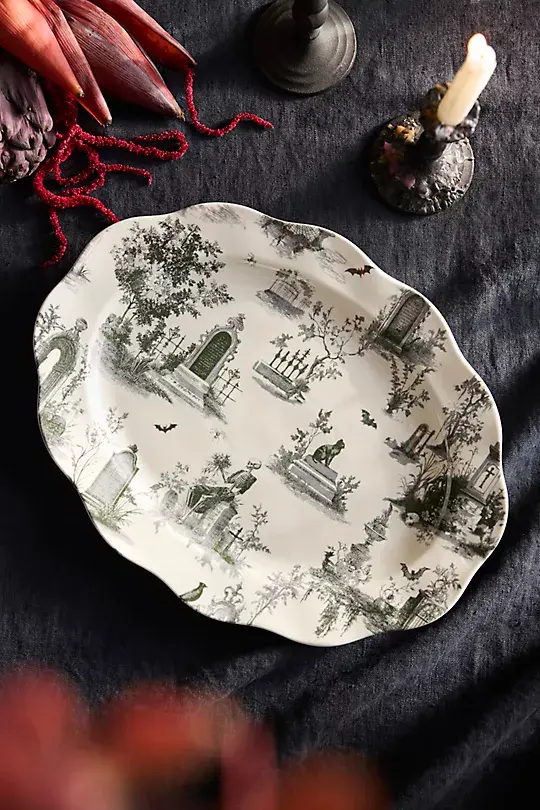 Terrain Halloween Toile Stoneware Serving Platter
