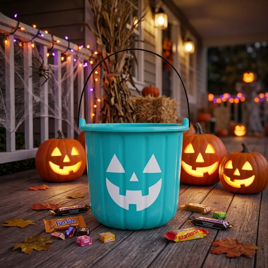 Halloween Trick Or Treat Pail Teal   Hyde And Eek! Boutique