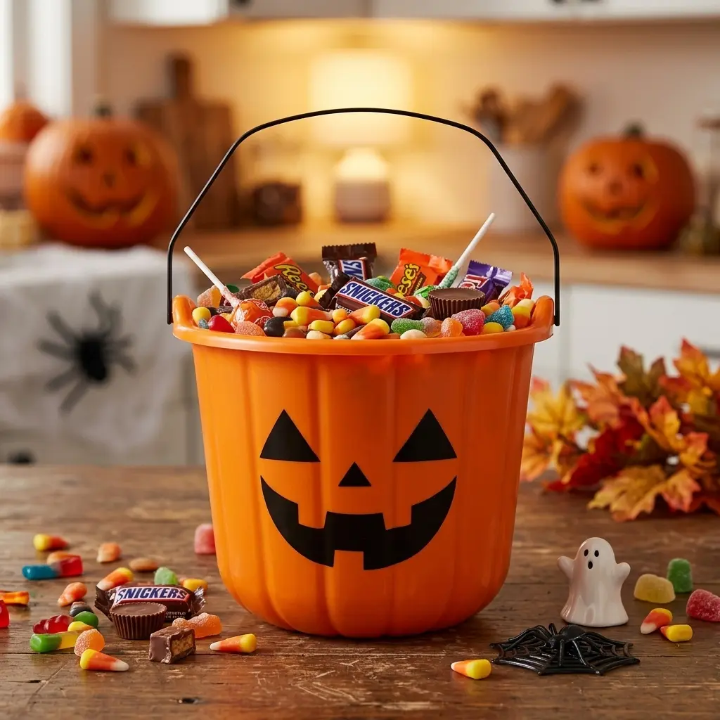 12.36&Quot; Large Halloween Stackable Trick Or Treat Plastic Pail Orange   Hyde And Eek! Boutique