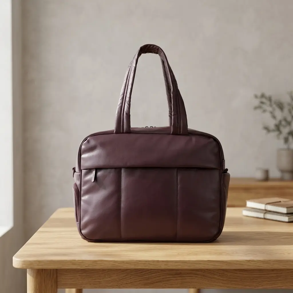 Luka Duffel In Vegan Leather In Dark Cherry