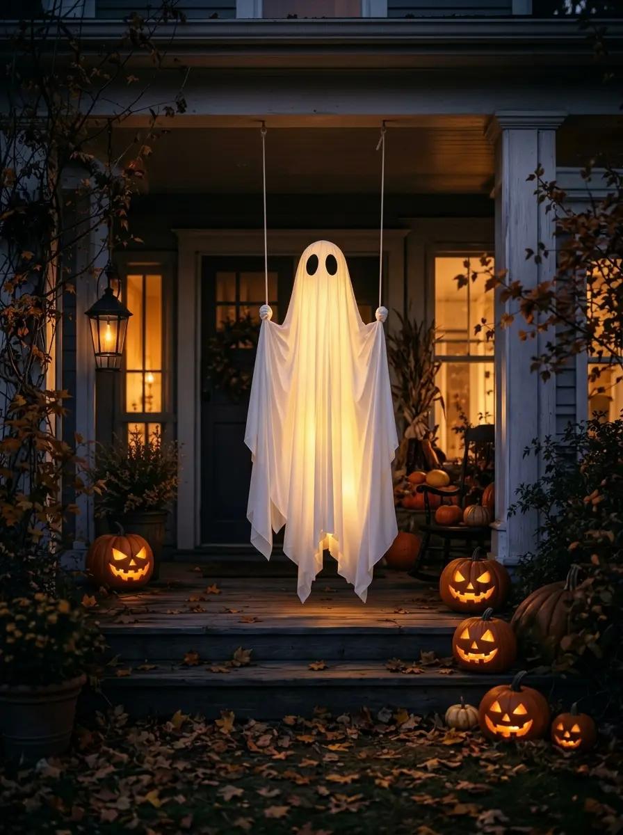 Flaryth Large Light Up Hanging Ghost With Remote Control,