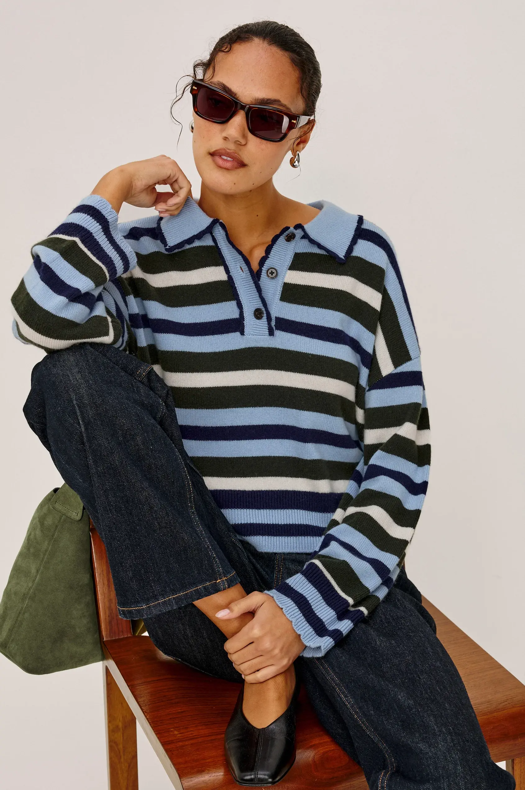 Delora Sweater Sky Forest Stripe